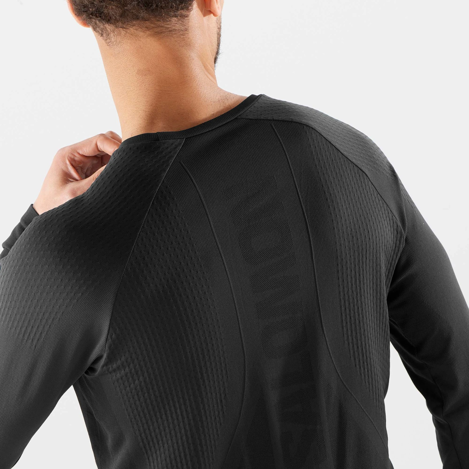 Salomon | Men's Sense Aero Long Sleeve Tee - Deep Black - Image 3