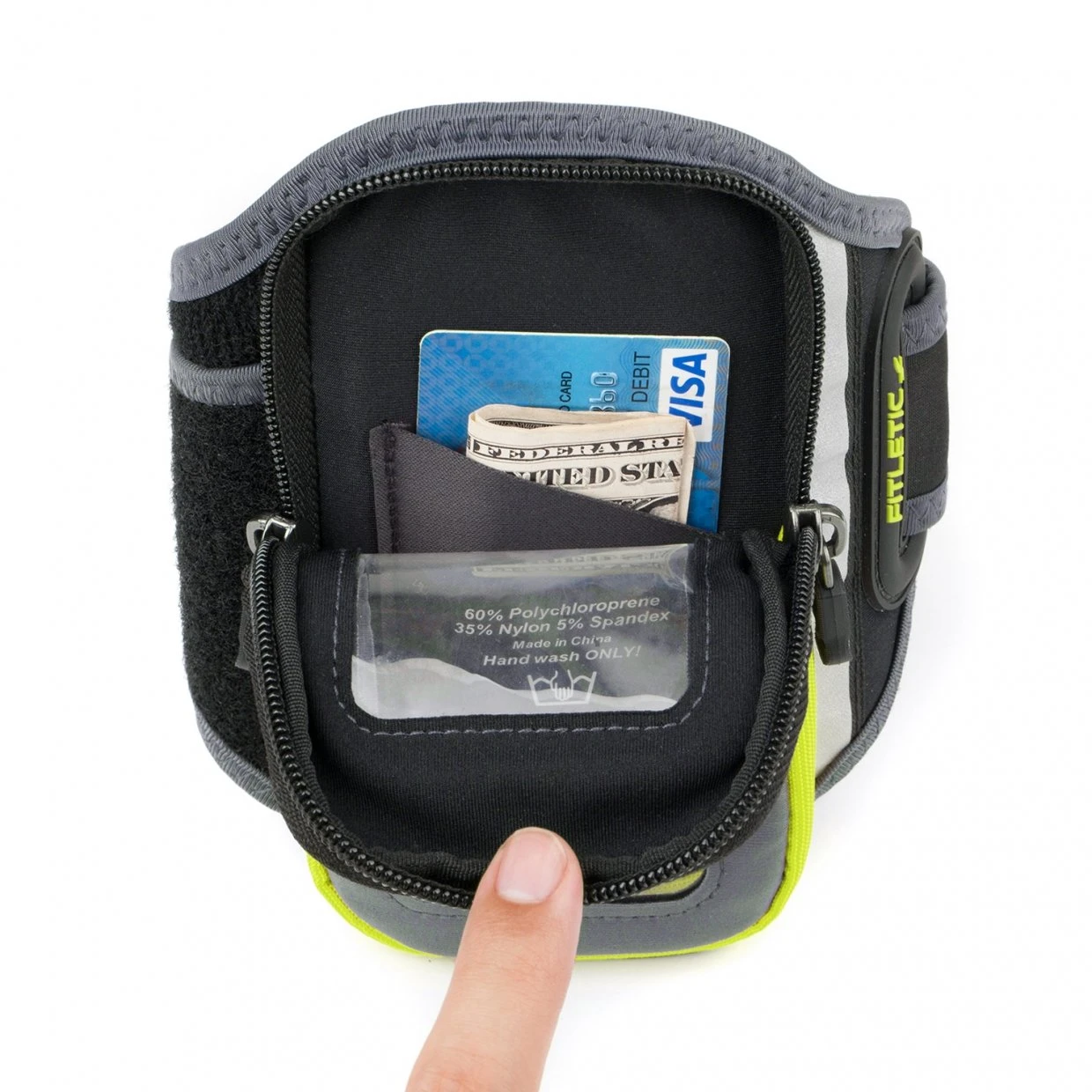 Fitletic | Unisex Forte Running Arm Band - Grey - Image 4